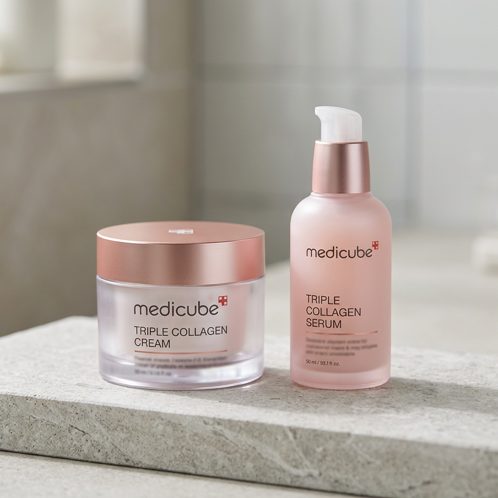 medicube Dúo Triple Collagen e Hidratación: Crema De Triple Colágeno, Sérum Triple De Colágeno